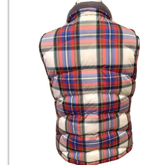 Lands End Down Plaid Quilted Puffer Vest Soft Warm Pockets - Picture 2 of 5